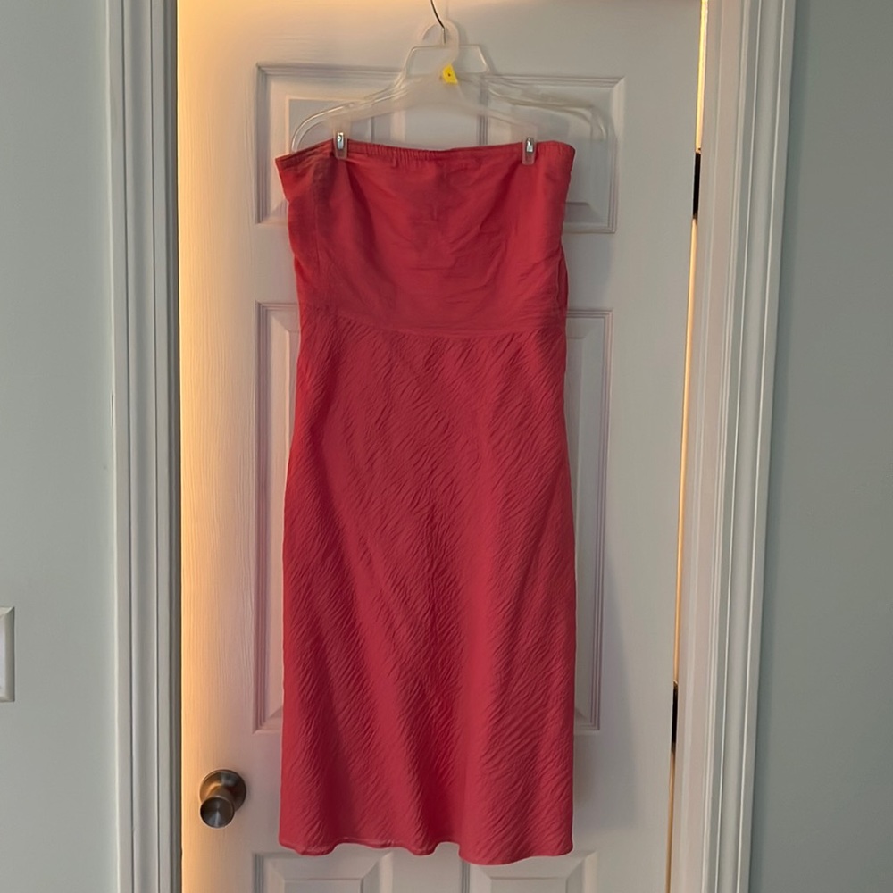 Strapless coral J Crew dress